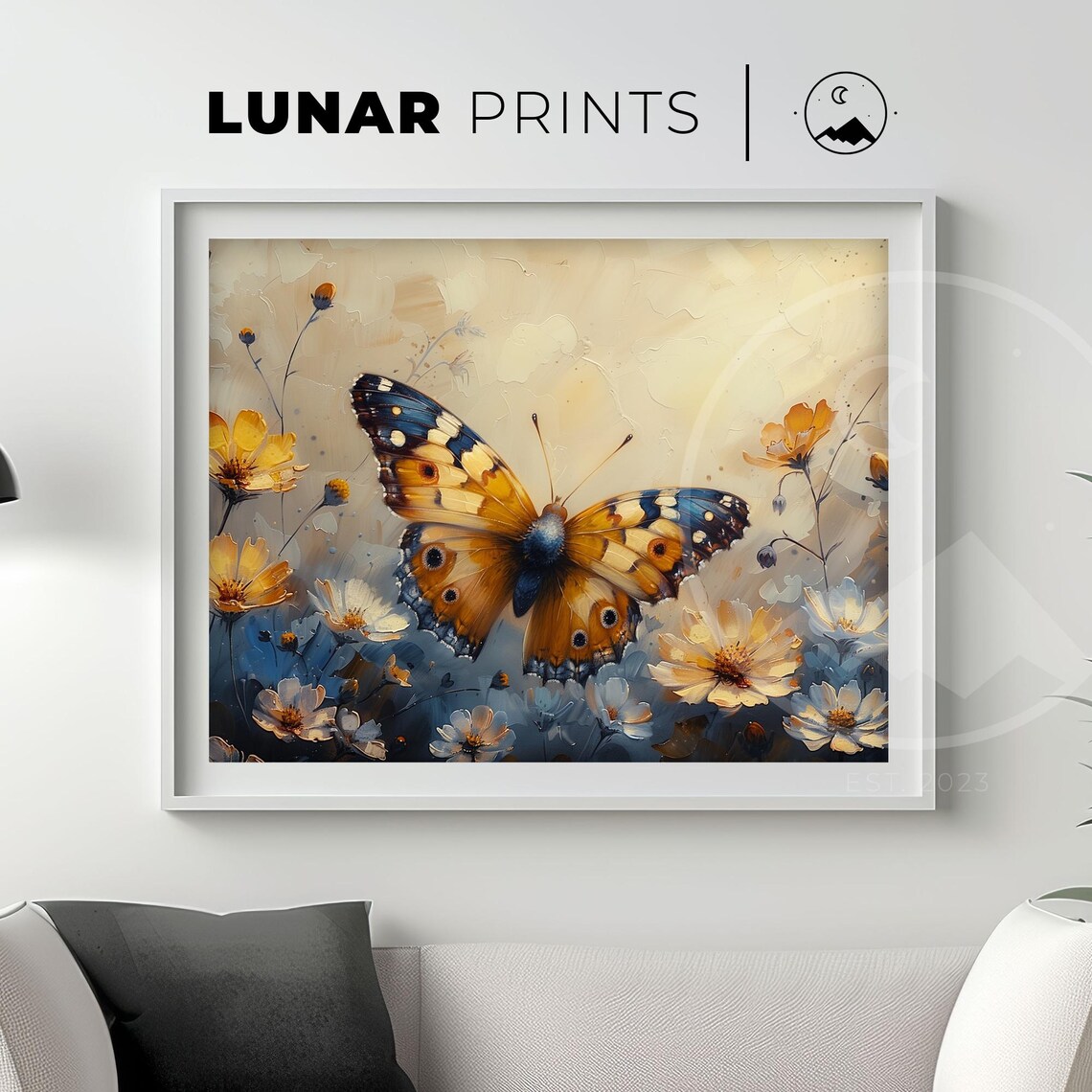 Butterfly Garden Vintage Floral Art Print