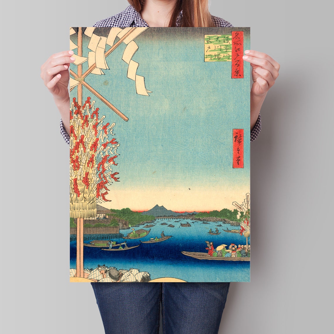 Traditional Japanese Poster Utagawa Hiroshige Woodblock Print For Asian Home Decor Miyato River By Great Bank Of Asakusa - Image 4