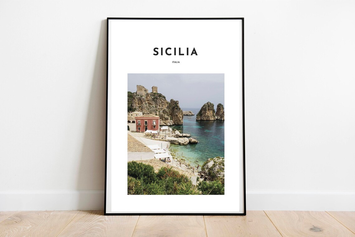 Sicily Italy Travel Poster, Sicilia Italia Wall Decor