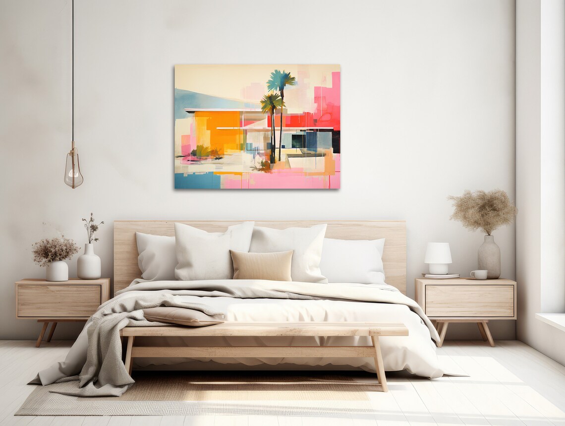 Palm Springs Mid Century House Palm Trees Desert Retro Wall Art - Image 2
