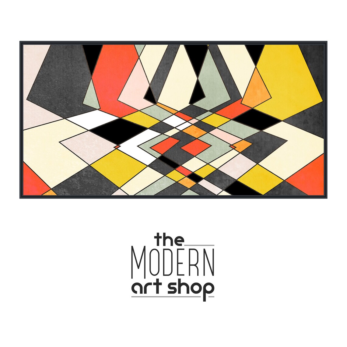 Mid Century Abstract Distortion Art Print, Red Yellow - Image 4