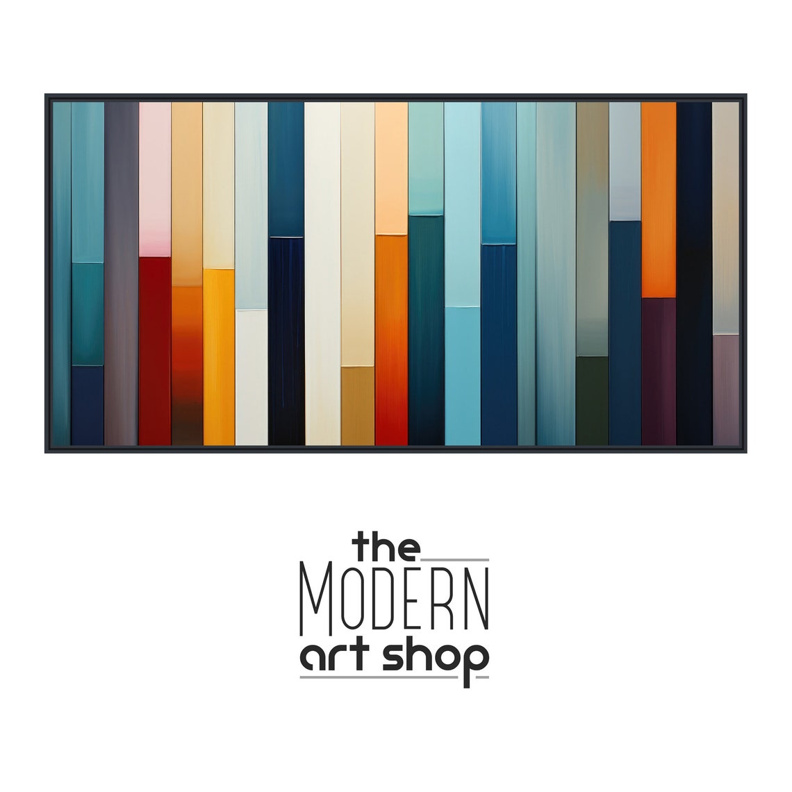Large Geometric Wall Art Framed Print Modern Abstract Painting Panoramic Line Art Colorful Retro Artwork Sequence - Image 4