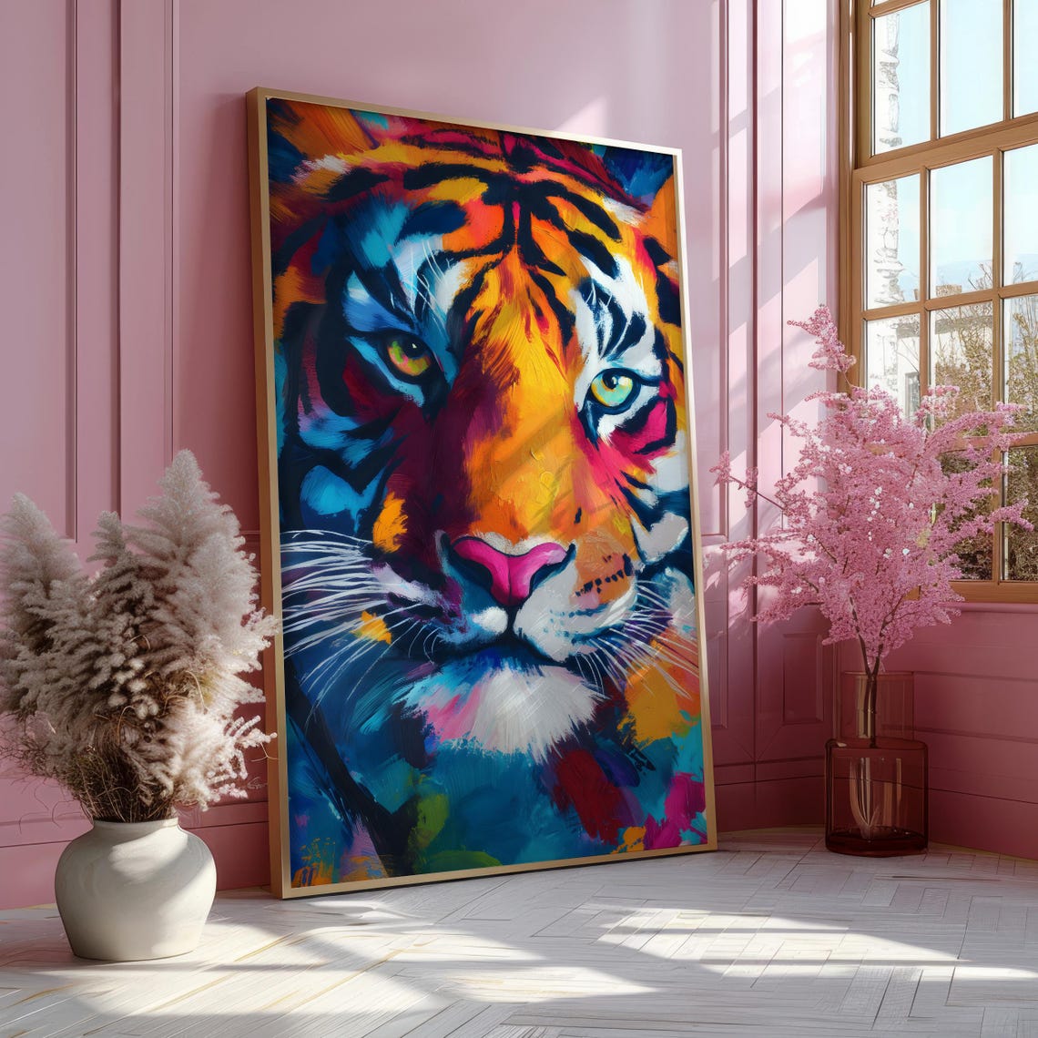 Tiger Face in Bright Colorful Abstract Paint Wildlife Poster - Image 7