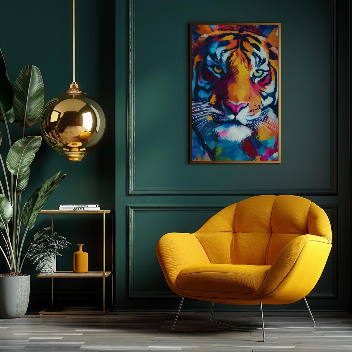 Tiger Face in Bright Colorful Abstract Paint Wildlife Poster - Image 6
