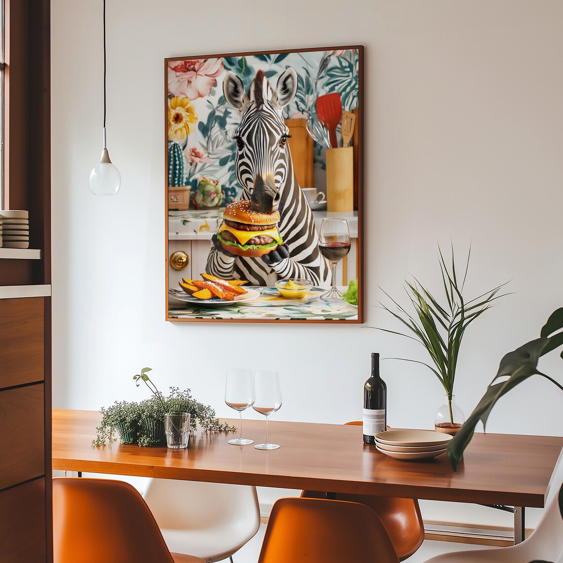 Zebra Eating A Burger, Humorous Kitchen Decor - Image 4