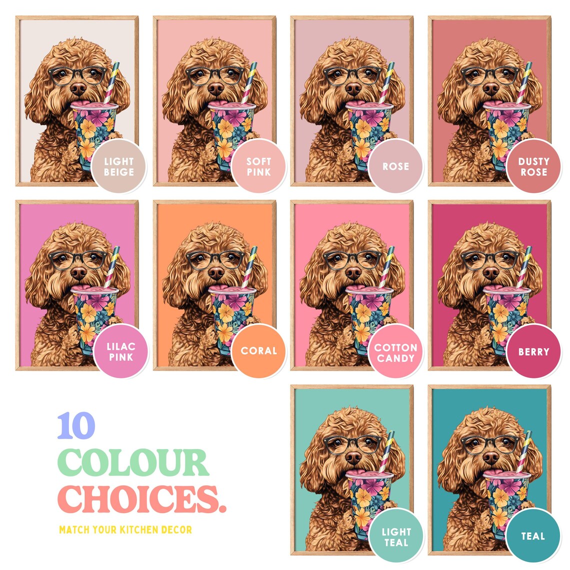 Cockapoo Drinking Smoothie, Funny Dog Gift Print - Image 5