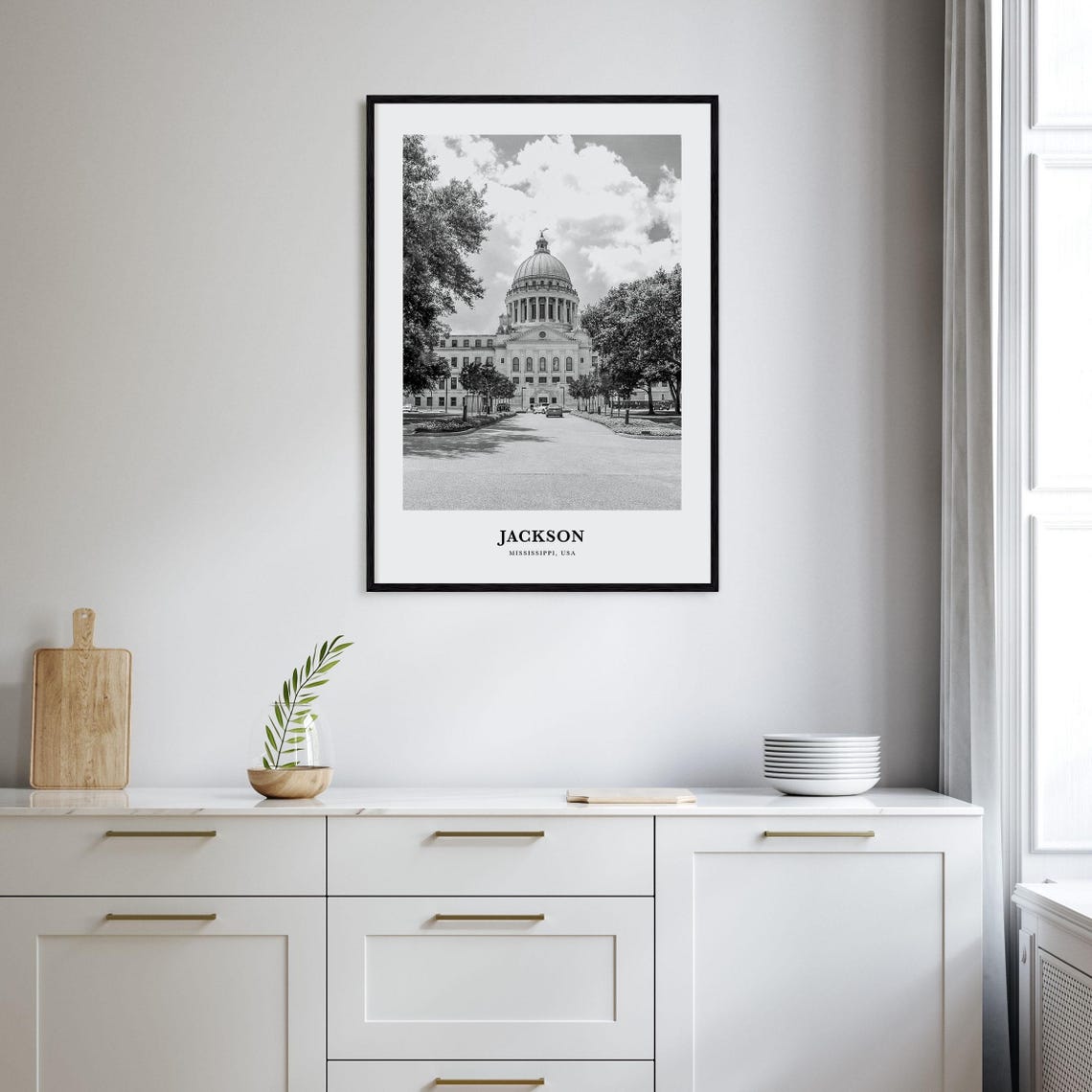 Jackson Mississippi Black and White State Capitol Building Poster - Image 2