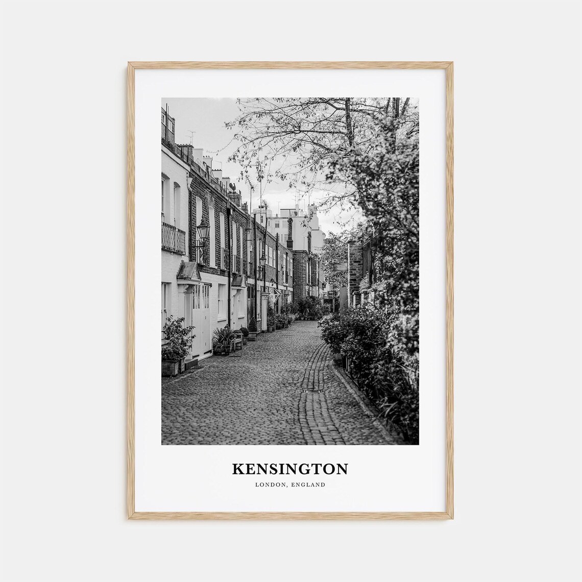 Kensington London Black and White Historic Mews Street Poster
