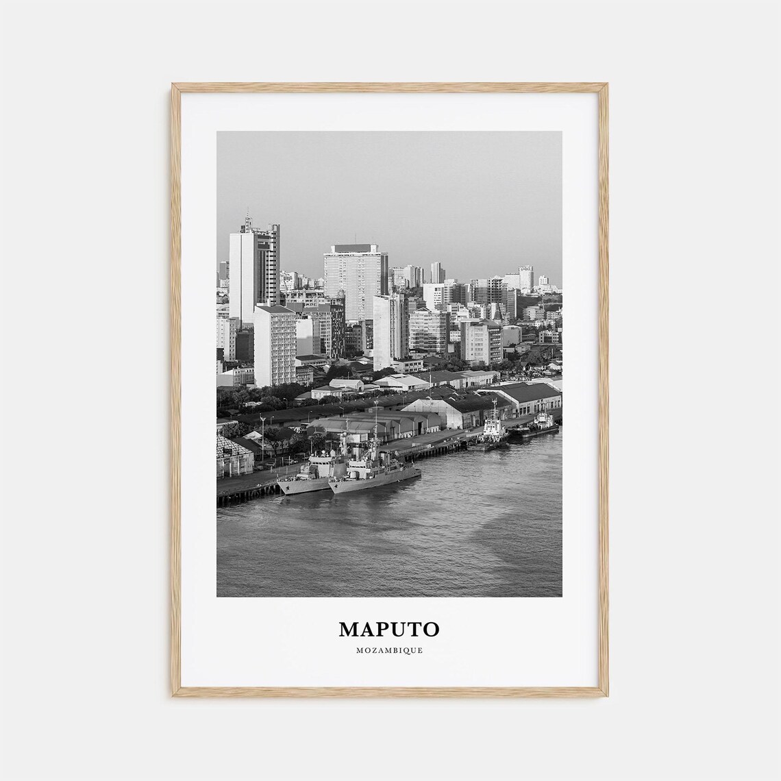 Maputo Mozambique Harbor Skyline Waterfront City Travel Art Poster