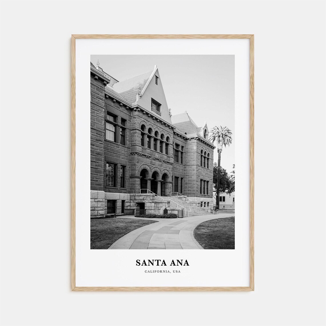 Santa Ana California Historic Courthouse Building Black White Poster