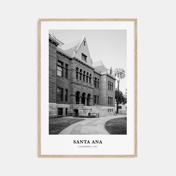 Santa Ana California Historic Courthouse Building Black White Poster