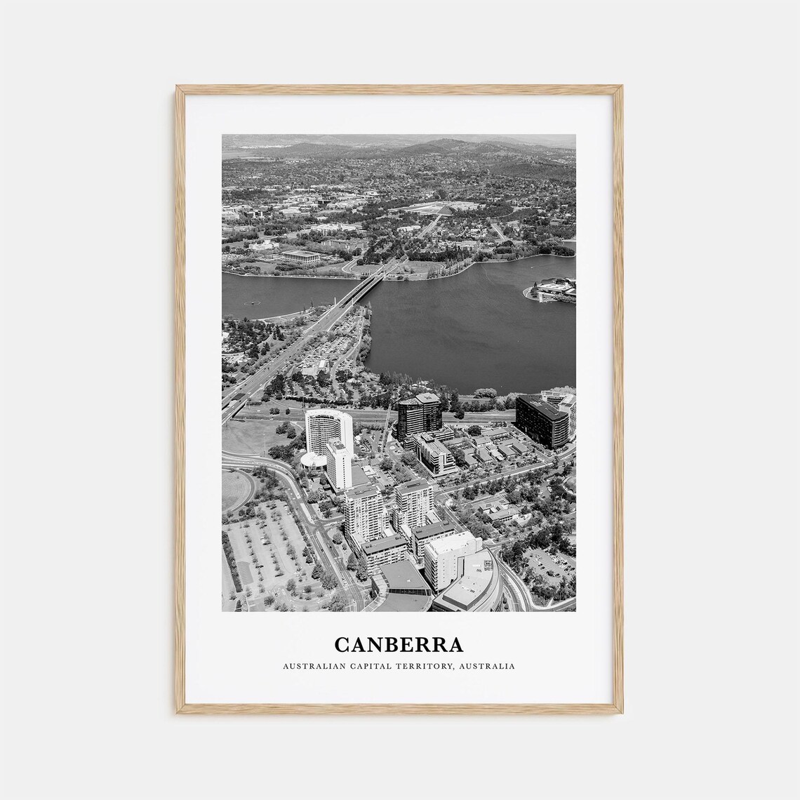 Canberra Australia Aerial Cityscape Skyline Monochrome Poster