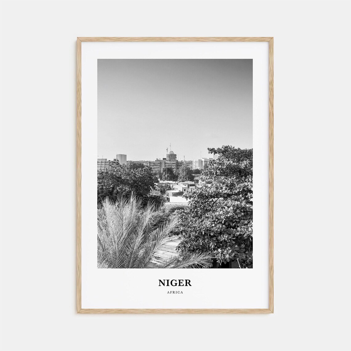 Niger Africa Black and White City Skyline Photography Poster