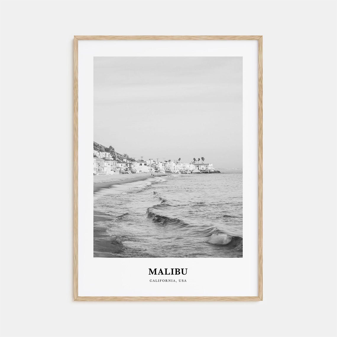 Malibu California Surf Waves Beachfront Homes Ocean View Travel Poster