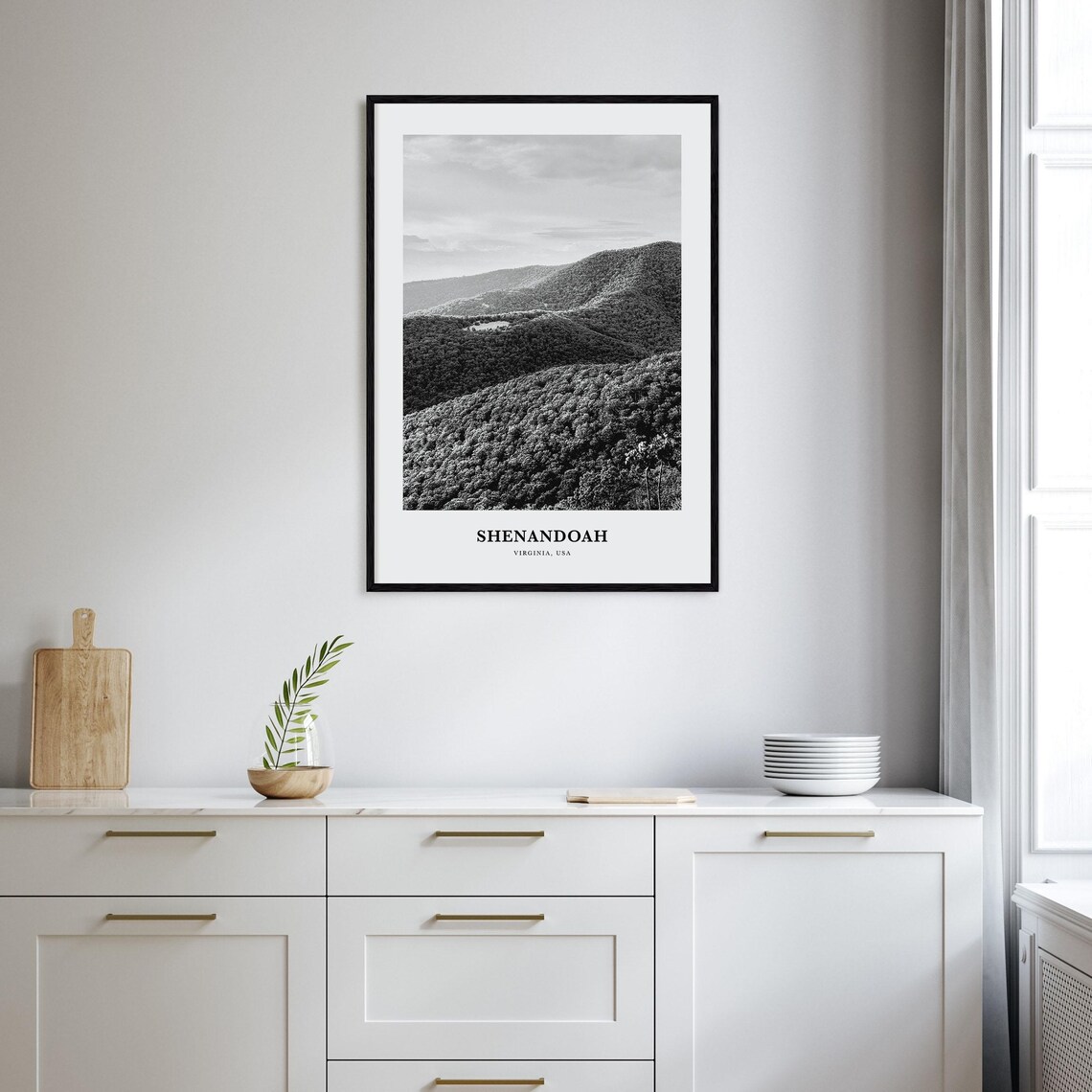 Shenandoah Virginia Blue Ridge Mountains Valley Black White Poster - Image 2