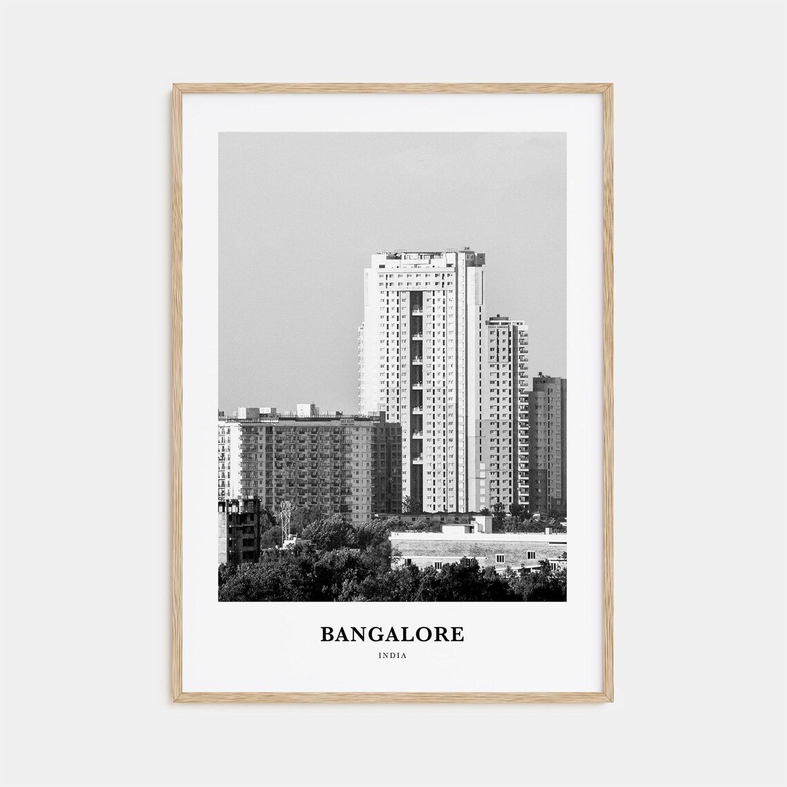 Bangalore India Modern High-Rise Buildings Black And White Poster