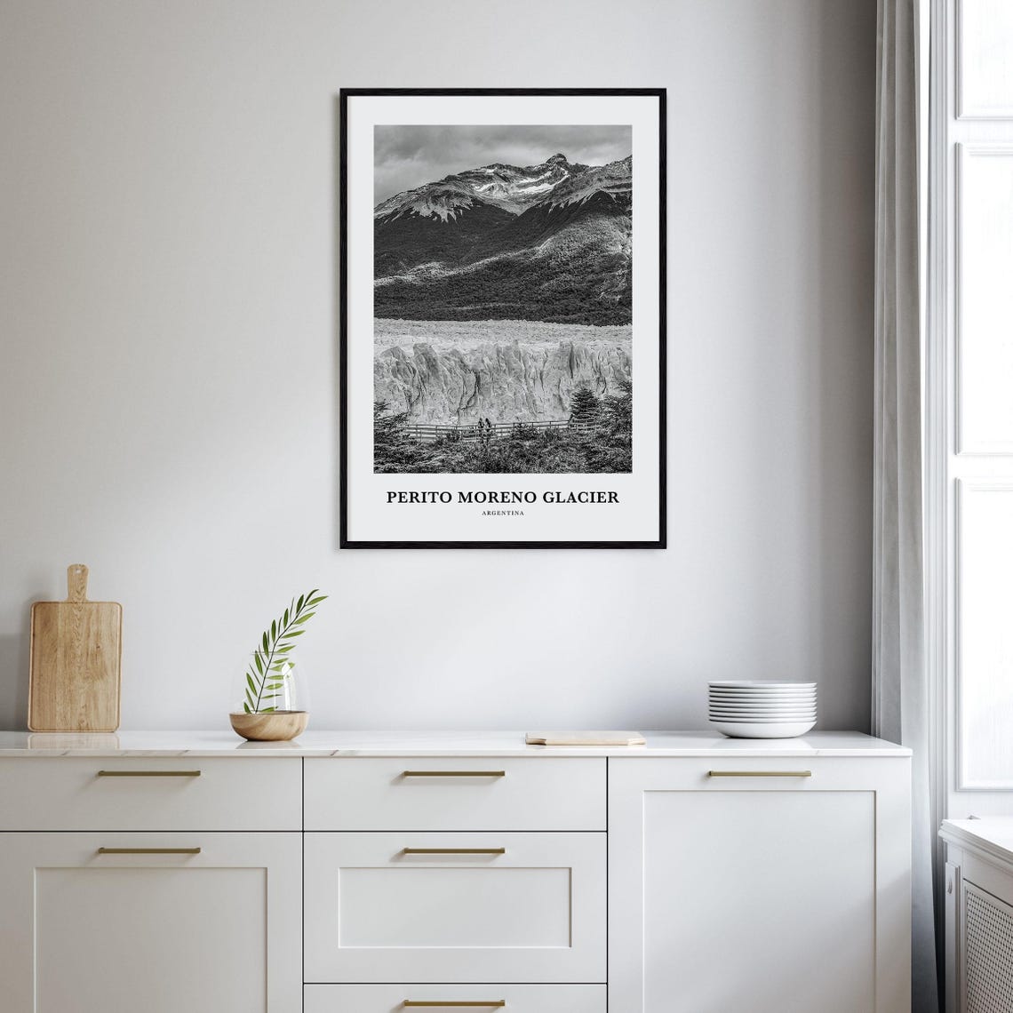 Perito Moreno Glacier Argentina Ice Wall Black and White Poster - Image 2