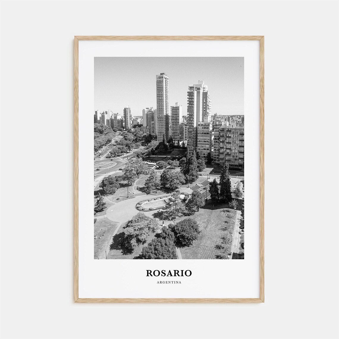 Rosario Argentina Aerial City Skyline Black And White Photo Poster