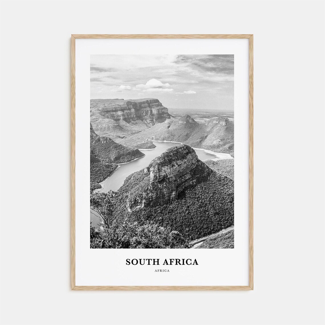 South Africa Blyde River Canyon Mountains Black White Photo Poster