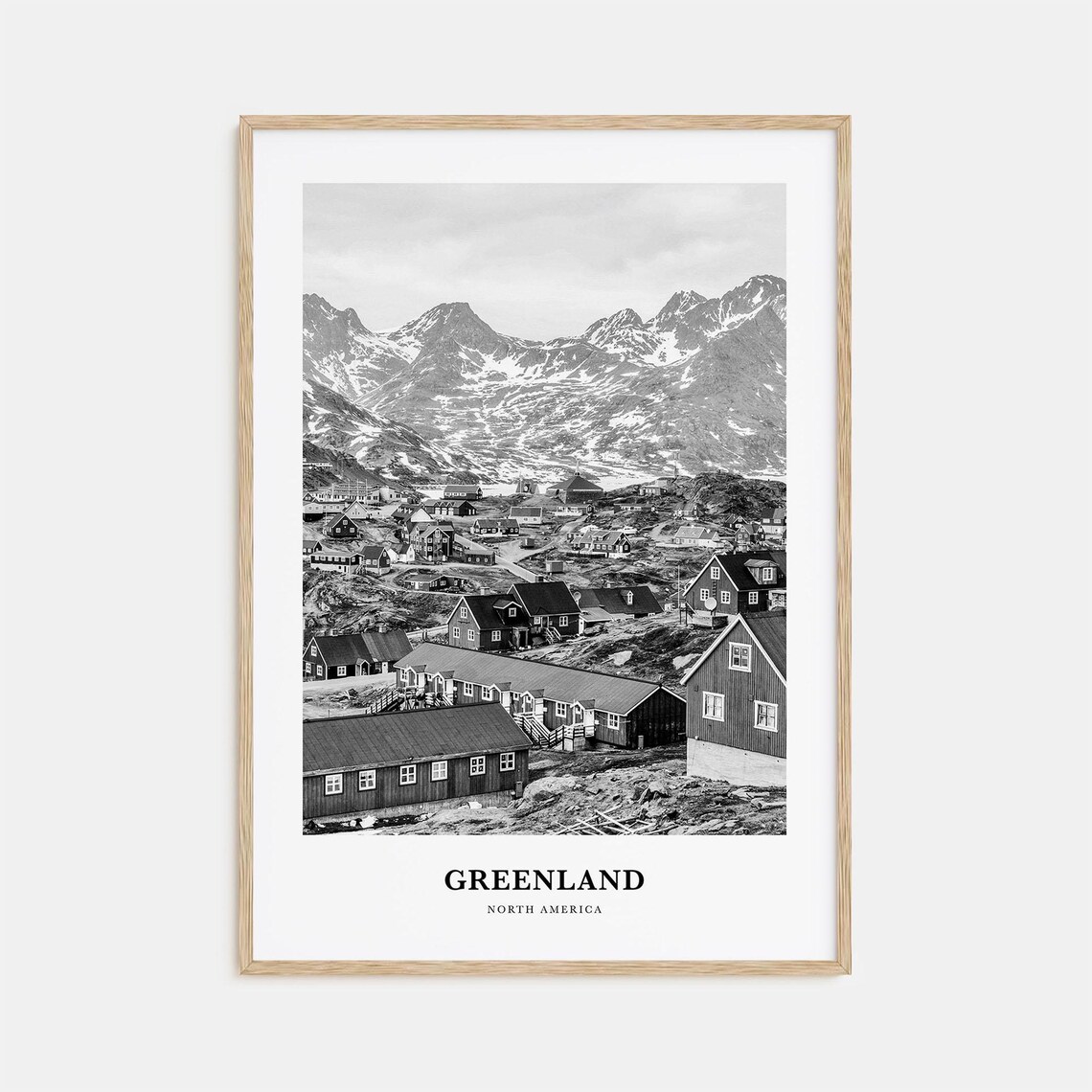 Greenland Nuuk Houses Arctic Mountains North America Travel Poster