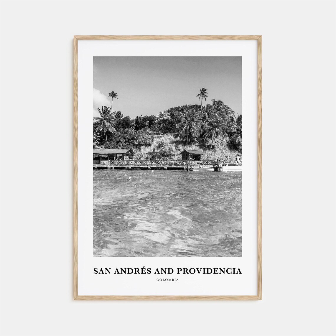 San Andres and Providencia Colombia Pier Black and White Photo Poster
