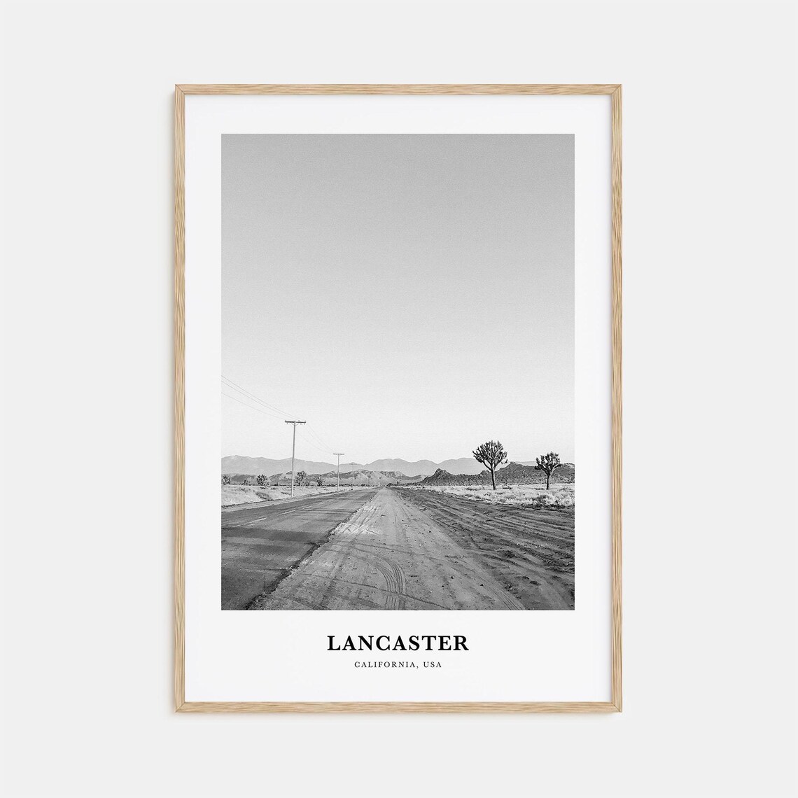 Lancaster Desert Road Black And White California Highway Poster