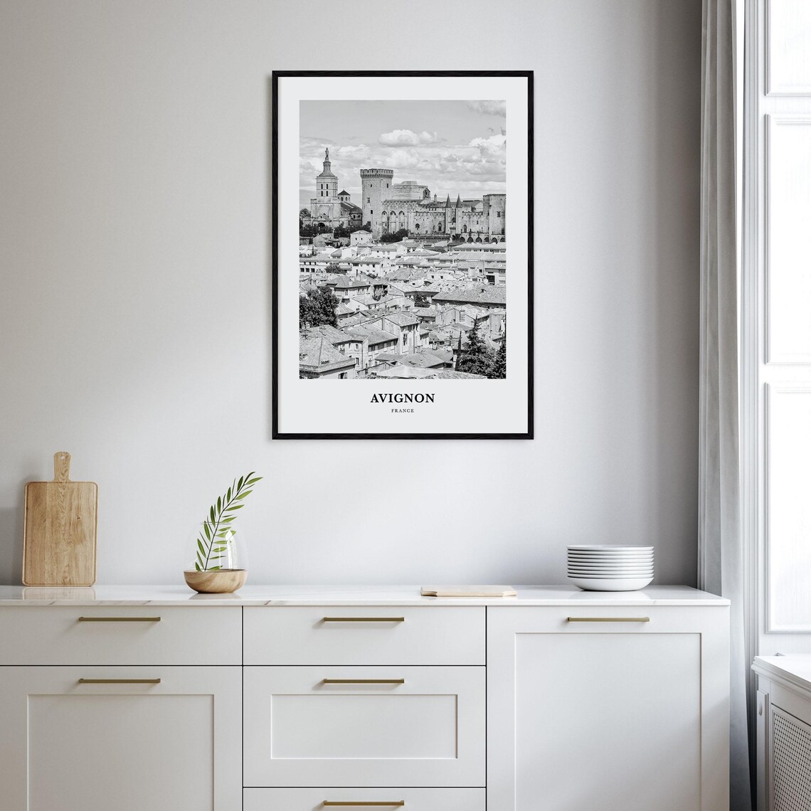 Avignon France Palais des Papes Old Town Black and White Poster - Image 2