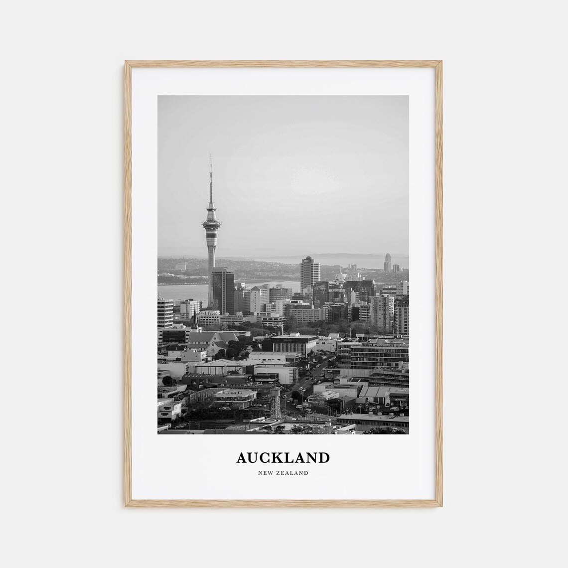 Auckland New Zealand Sky Tower Downtown Black and White Poster