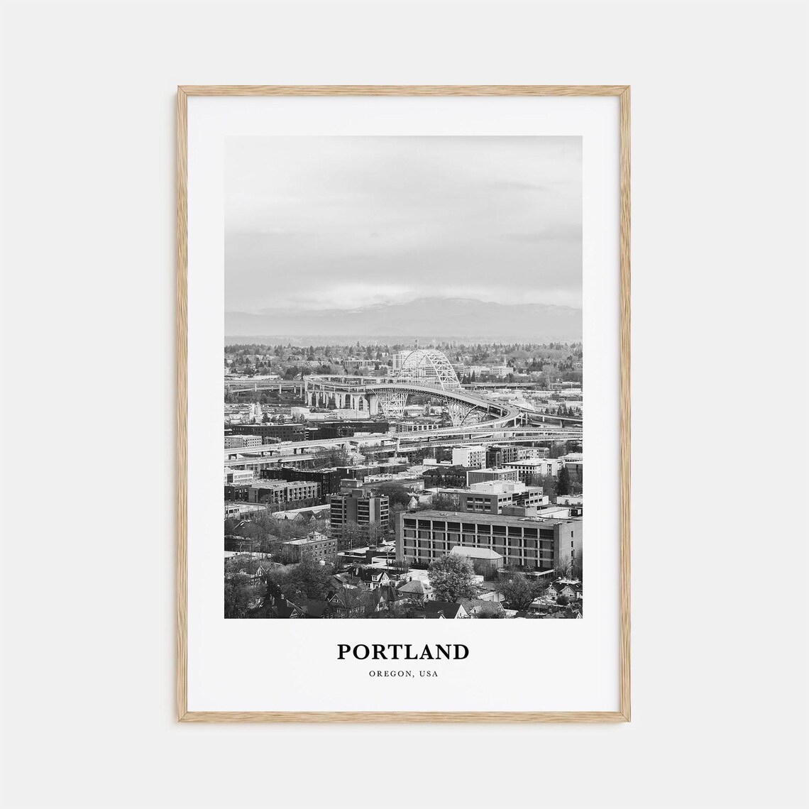 Portland Oregon Downtown Freeway Bridge Urban Skyline Poster