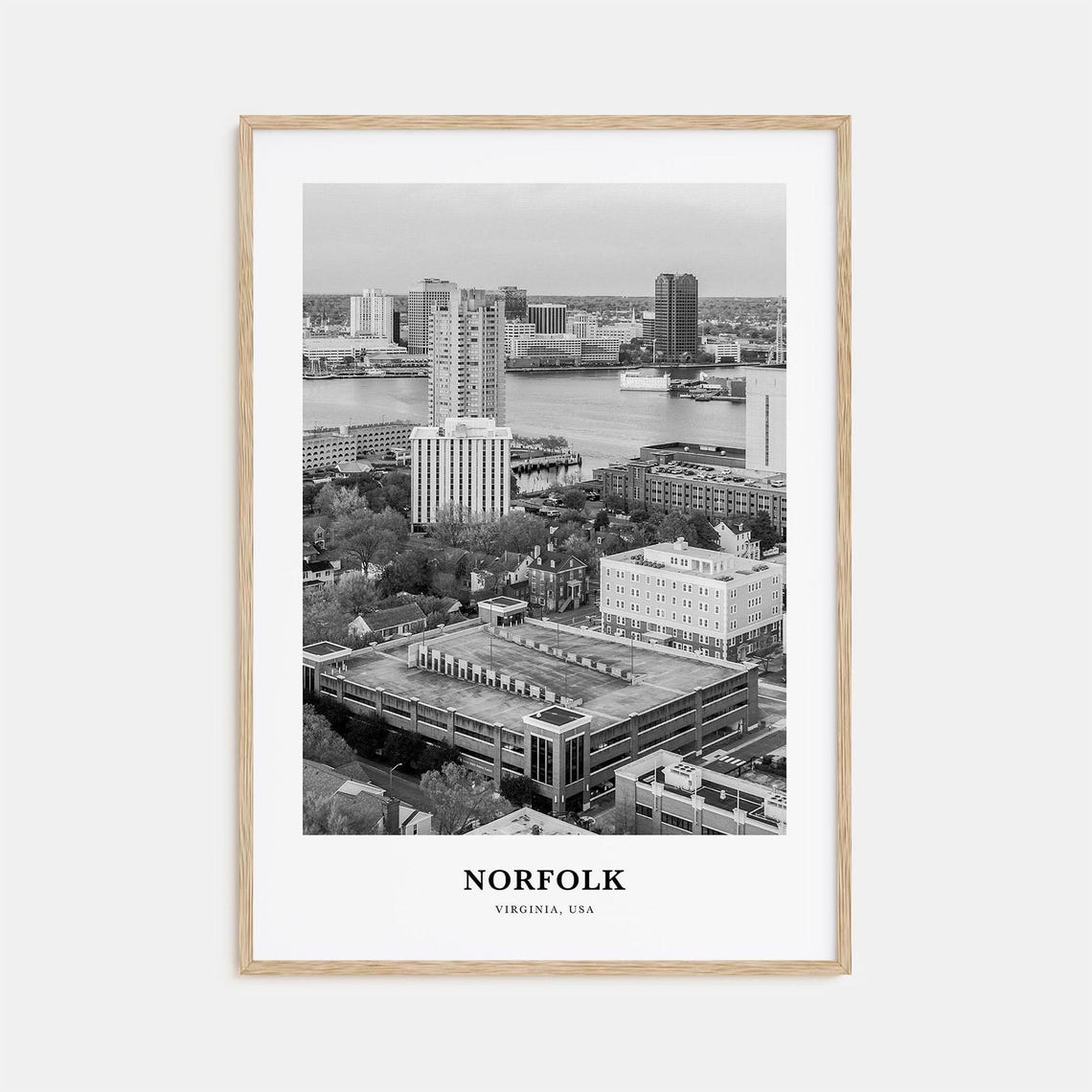 Norfolk Virginia Downtown Skyline Across the River Water Poster