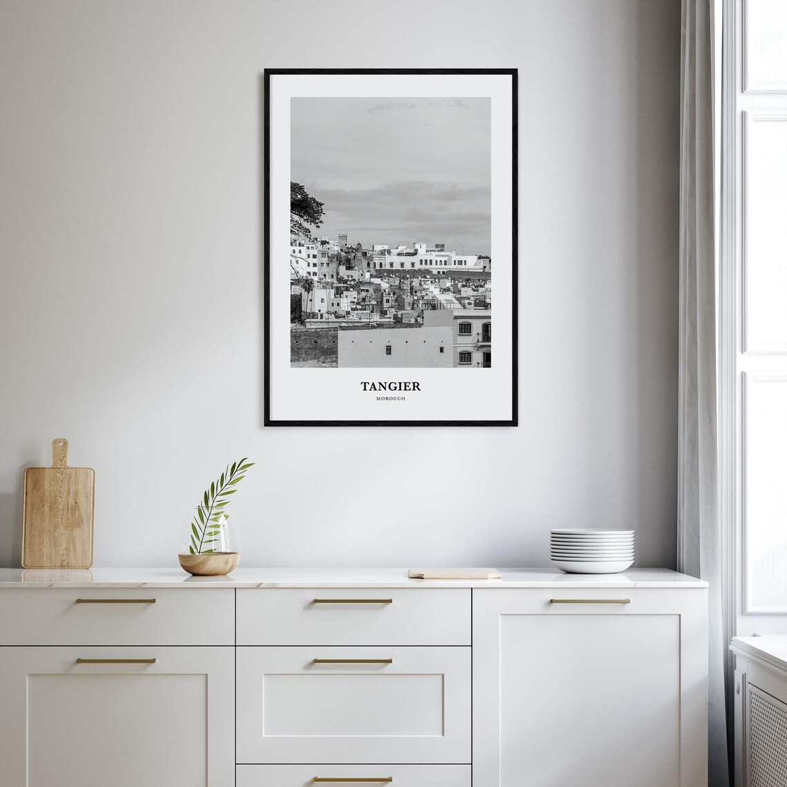 Tangier Morocco Black And White Old Town Cityscape Photo Poster - Image 2