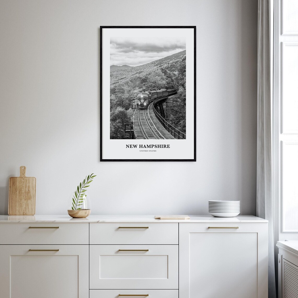 New Hampshire Scenic Railroad Mountain Trestle Black And White Poster - Image 2