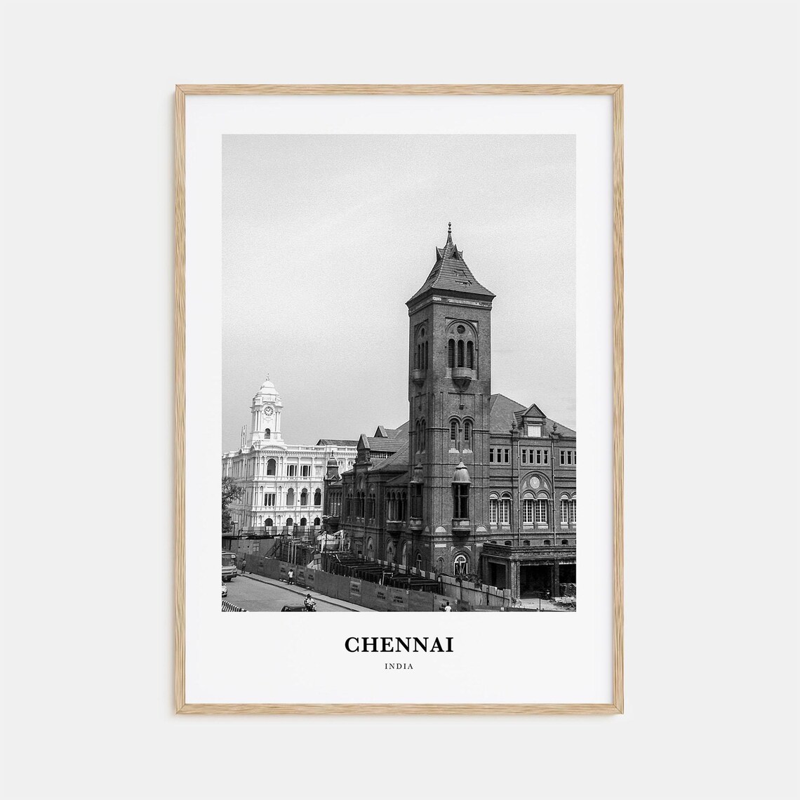 Chennai India Colonial Era Historic Buildings Street View Poster