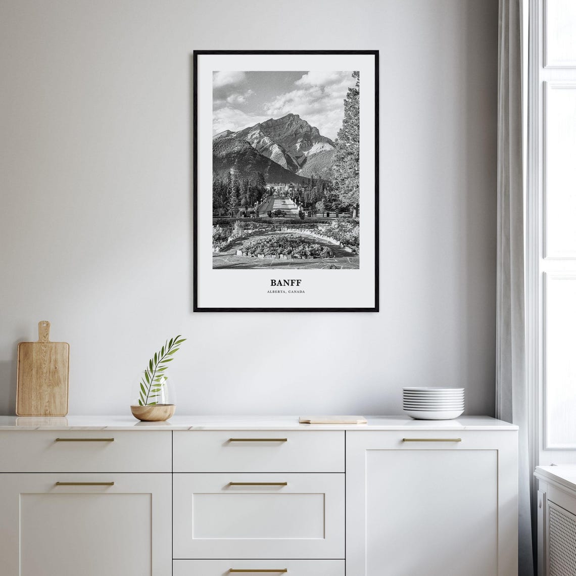 Banff Alberta Rocky Mountain Town Beneath Towering Peak Poster - Image 2