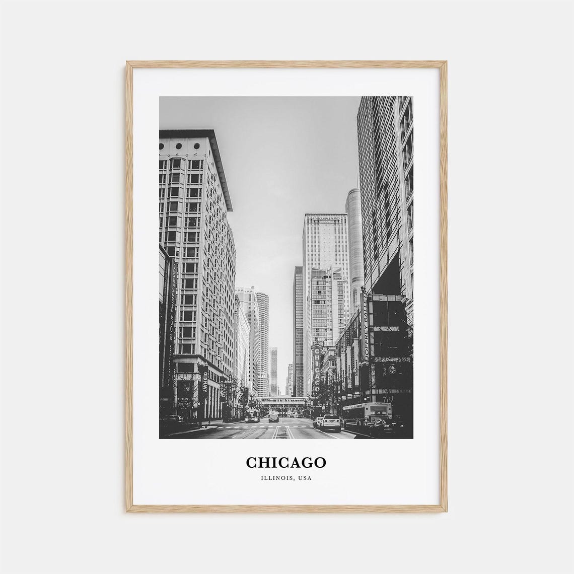 Chicago Illinois Downtown Skyscraper Street Canyon View Poster