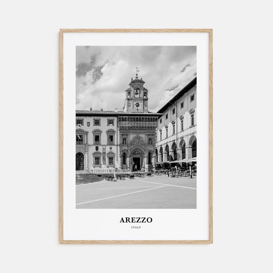 Arezzo Italy Historic Main Square Clock Tower Arcaded Palazzi Poster