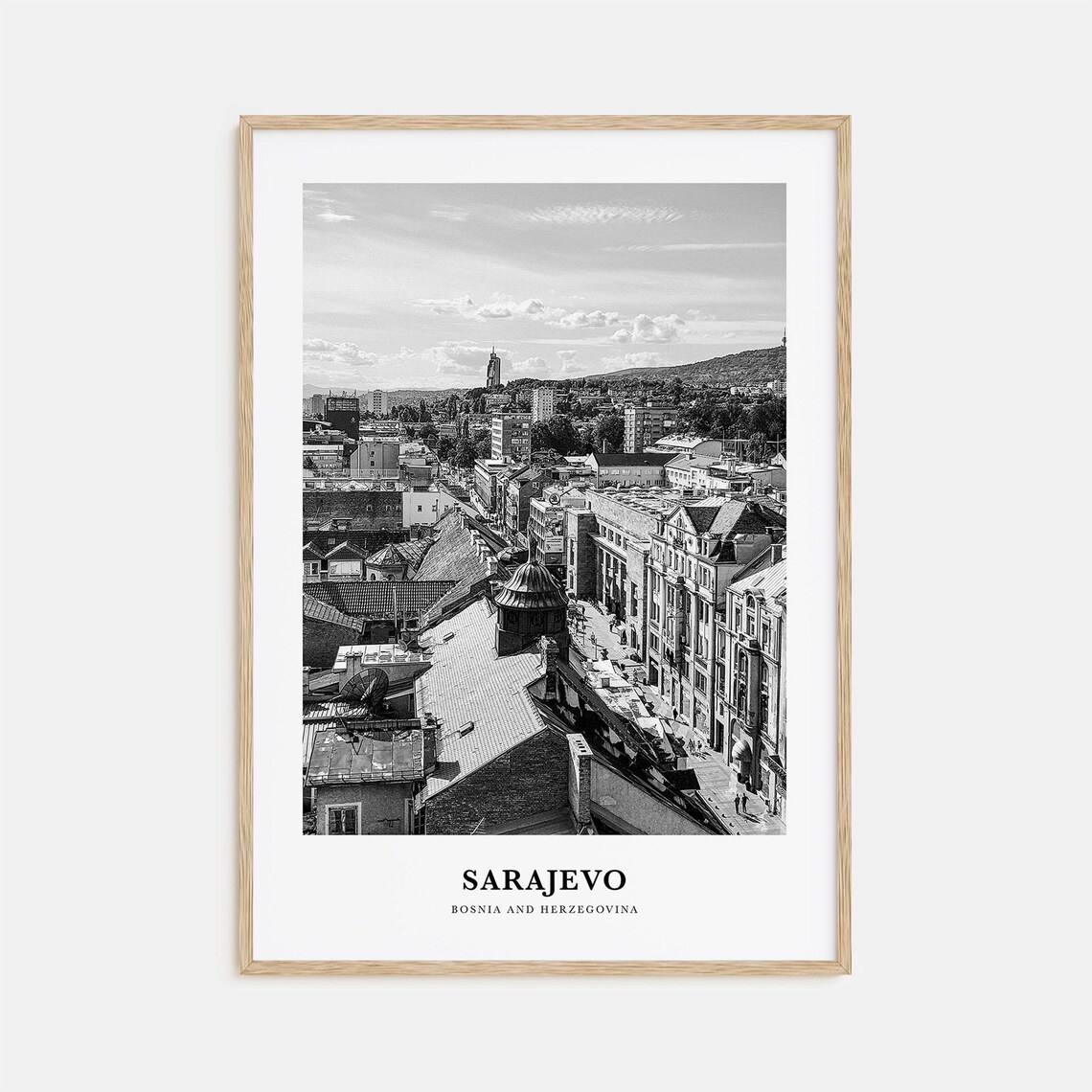 Sarajevo Bosnia Old Town Rooftops Aerial View in the Hills Poster