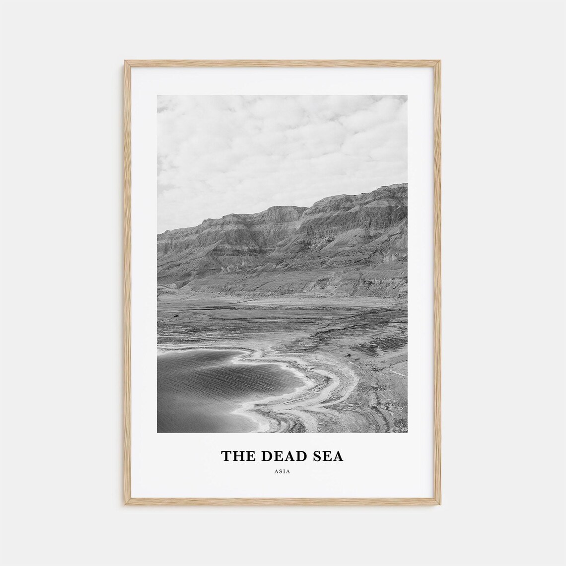 The Dead Sea Salt Shoreline Black and White Photography Poster
