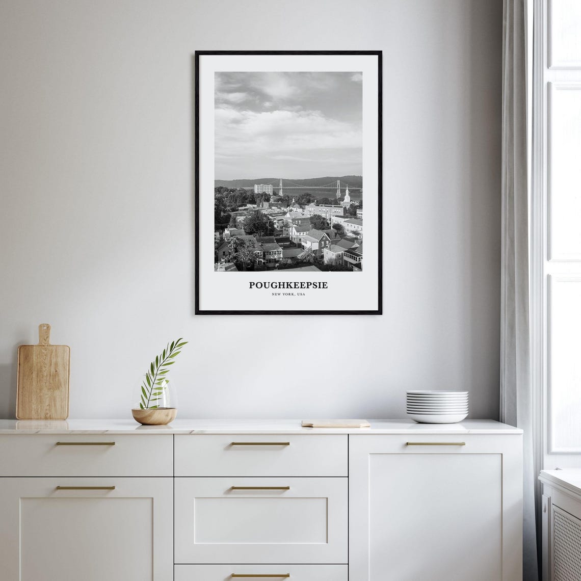 Poughkeepsie New York Hudson River Bridge Cityscape View Poster - Image 2