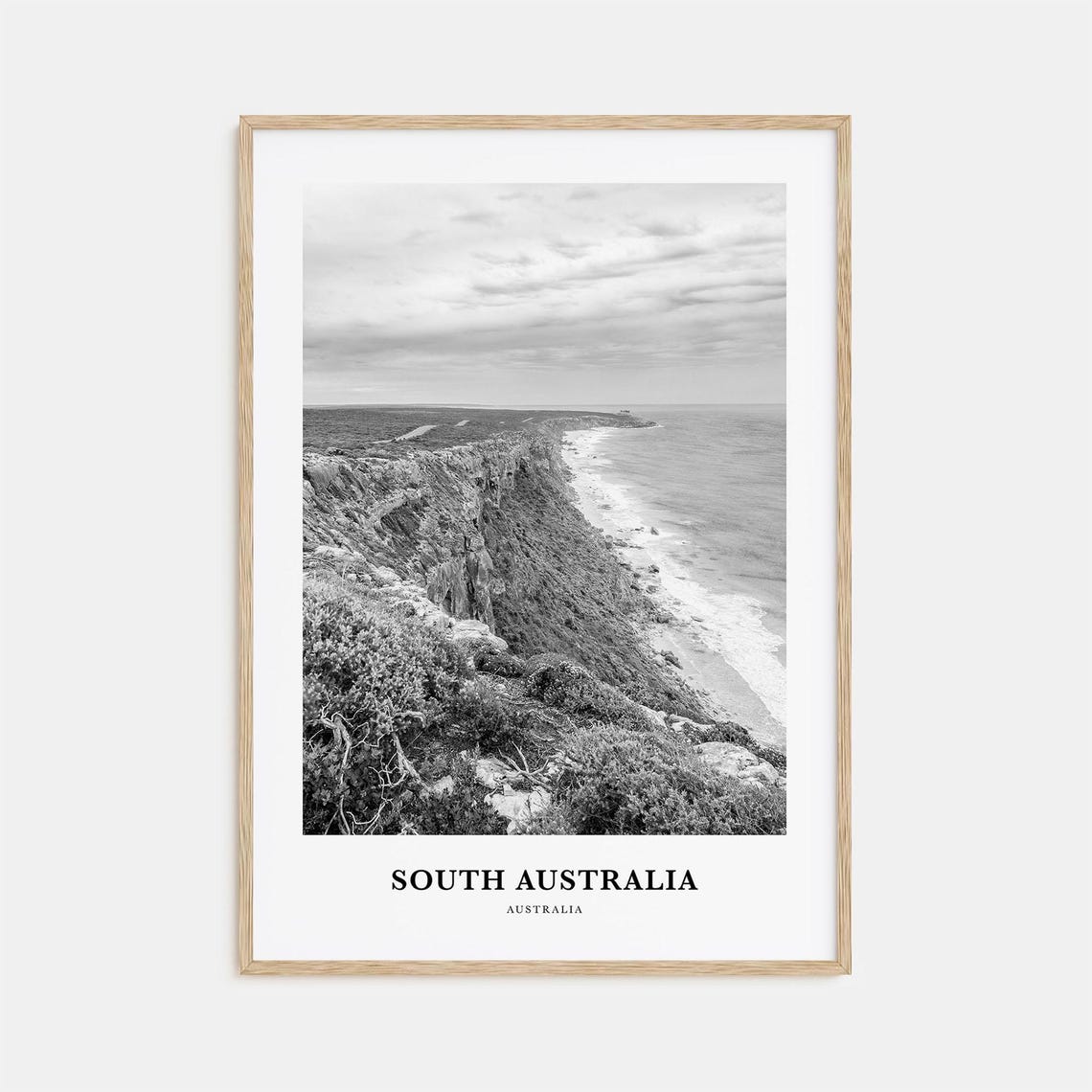 South Australia Dramatic Coastal Cliffs Black White Photography Poster