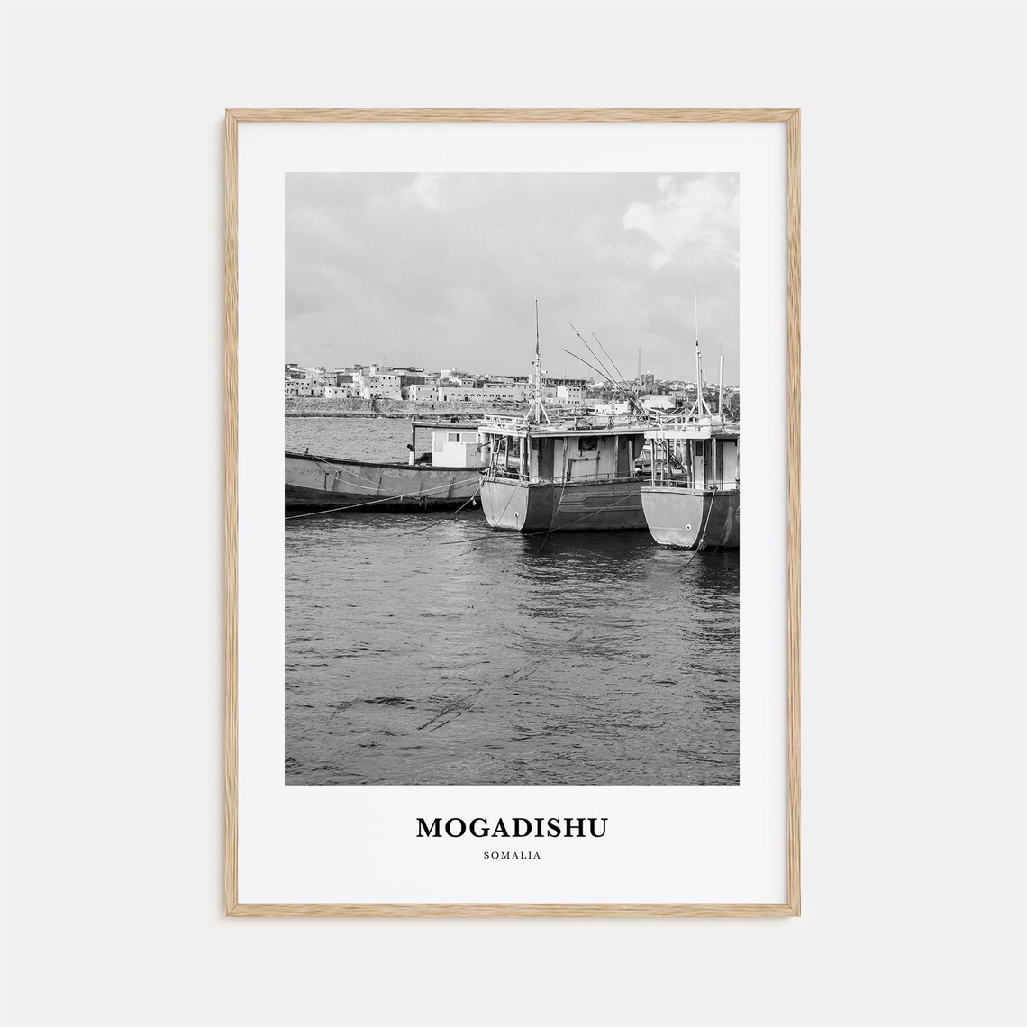 Mogadishu Somalia Fishing Boats Moored Old Harbor Photo Poster