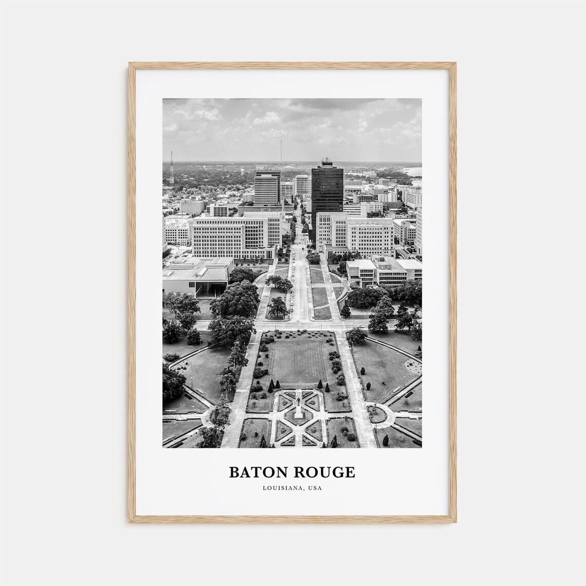 Baton Rouge Louisiana Aerial View Of Downtown And Park Travel Poster