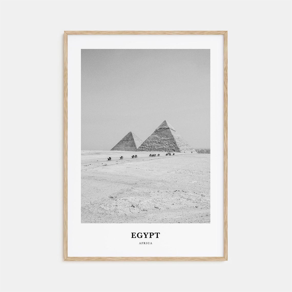 Egypt Giza Pyramids Rising From the Desert With Camel Caravan Poster