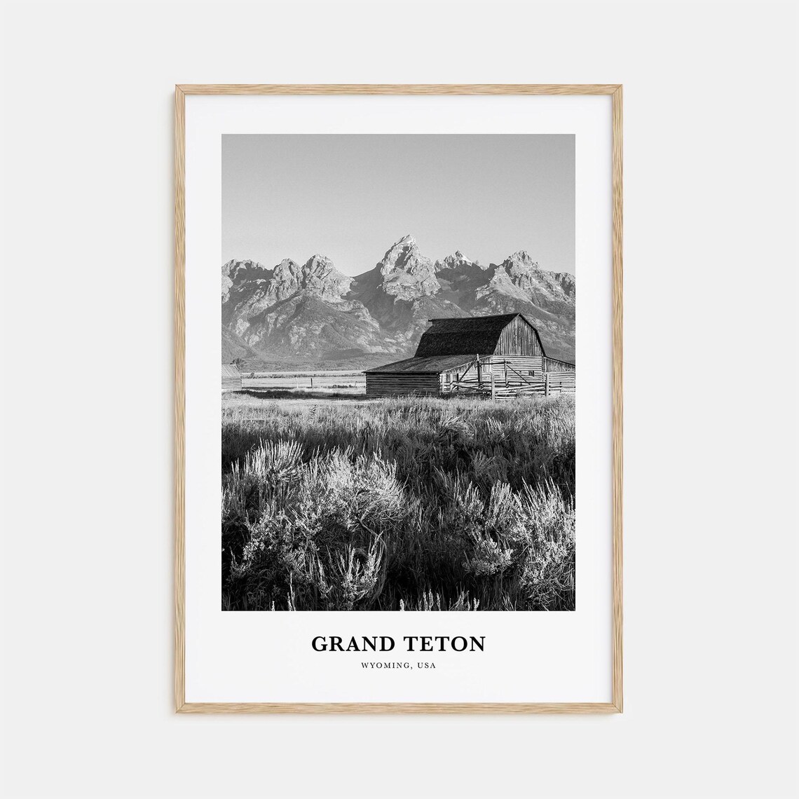 Grand Teton Wyoming Historic Barn Peaks Mountain Travel Poster