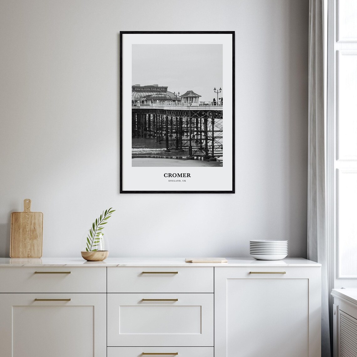 Cromer England Pavilion Theatre Pier Black and White Travel Poster - Image 2