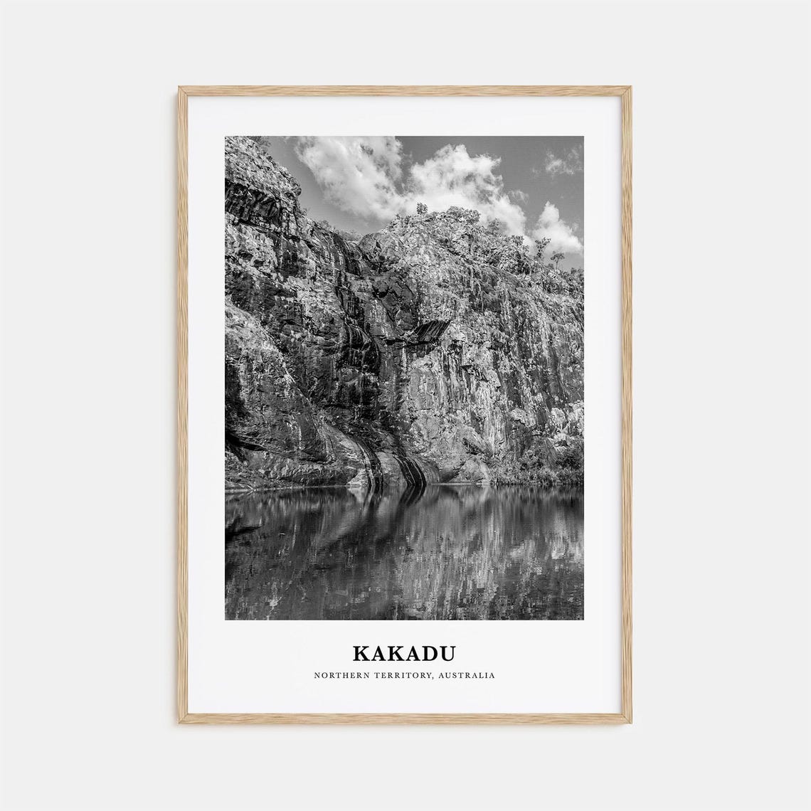 Kakadu Australia Black and White Dramatic Cliff Reflection Poster