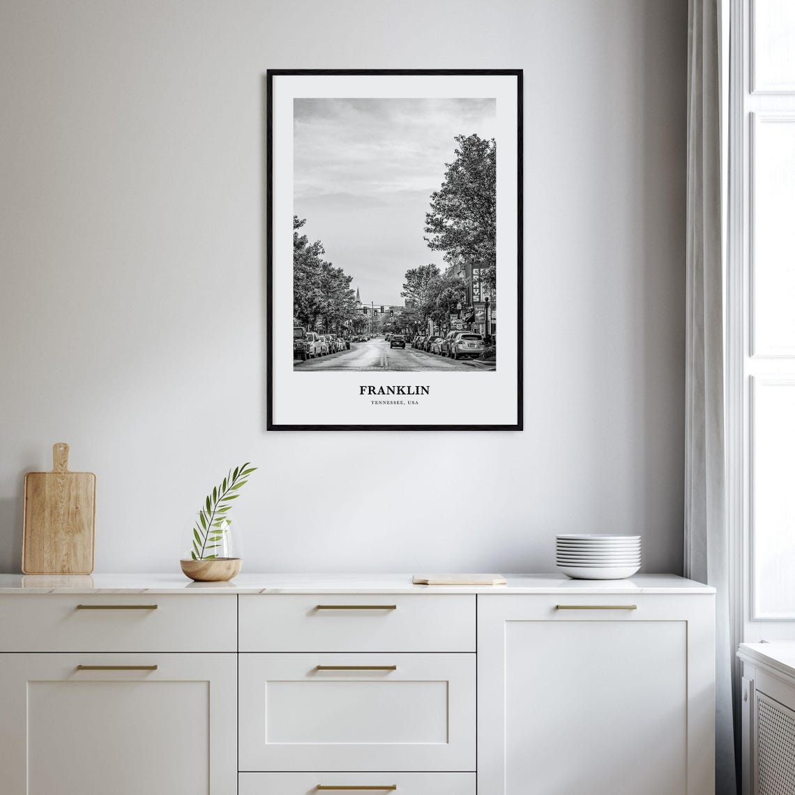 Franklin Tennessee Historic Main Street Classic Black White Poster - Image 2