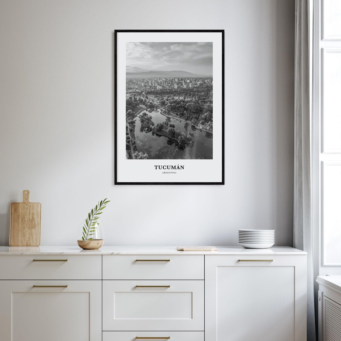 Tucuman Argentina City Park Lake Aerial Black and White Poster - Image 2
