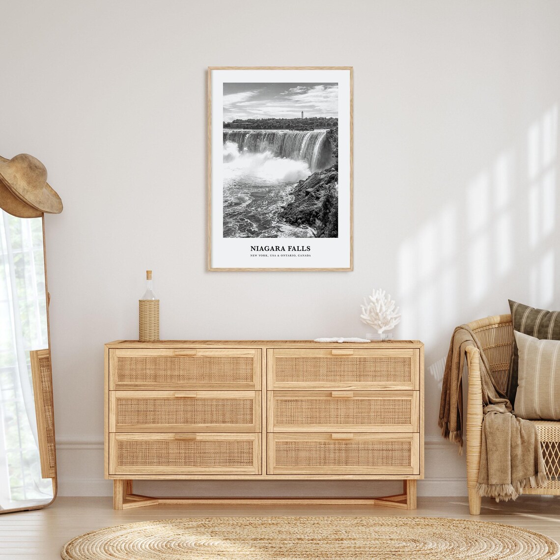 Niagara Falls Dramatic Black and White Waterfall Photo Poster - Image 3