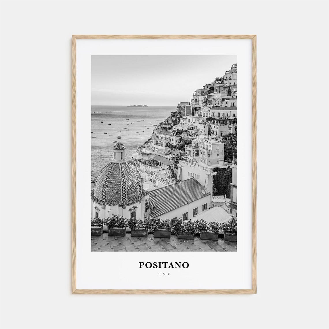 Positano Amalfi Coast Hillside Town Domed Church View Poster